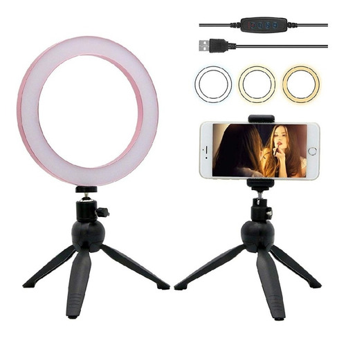 Aro O Anillo De Luz 8 Pulgadas Con Soportes Selfies Video