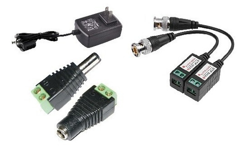 Fuente 12v 1 Amp + Video Balun+ Plug Conector De Corriente