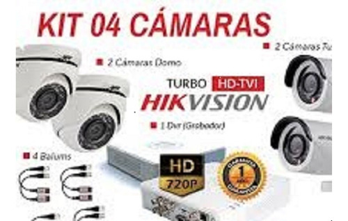 Kits De 4 Camara Video Vigilancia Marca Hikvision