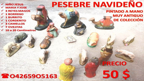 Pesebre - Nacimiento Pintado A Mano Muy Antiguo