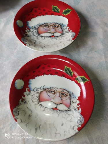 Platos Navidad Porcelana (4) Y Regalo (3) Platos Pasapalos