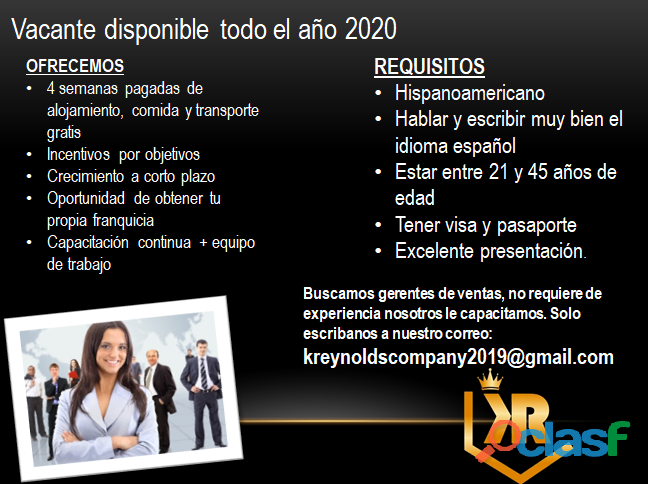 vacante disponible todo el año 2020