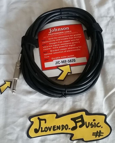 Cable Plus Plus P/ Guitarra 3m 1/2 Modelo Jic-mp Johnson