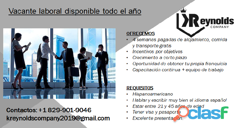 Vacante laboral todo el año