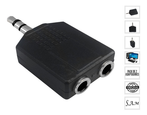 Adaptador Stereo Video Plug 2hembras Rca 6.3mm X 1macho 3.5m