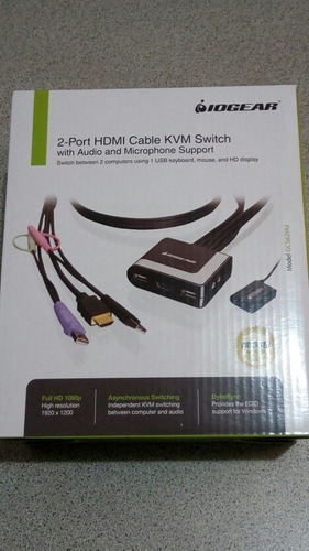 Cable Kvm Switch Hdmi 2 Puertos Con Audio Y Micrófono