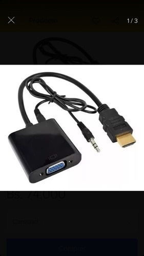 Convertidor Hdmi A Vga Con Audio Monitor Tv Ps3 Bluray Nuevo