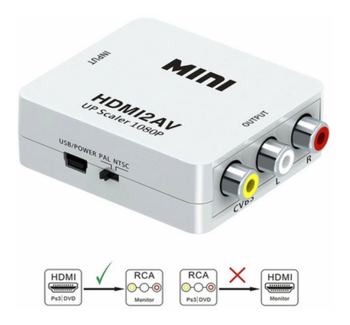 Hdmi A Rca Adaptador Convertidor De Video Tienda Fisica