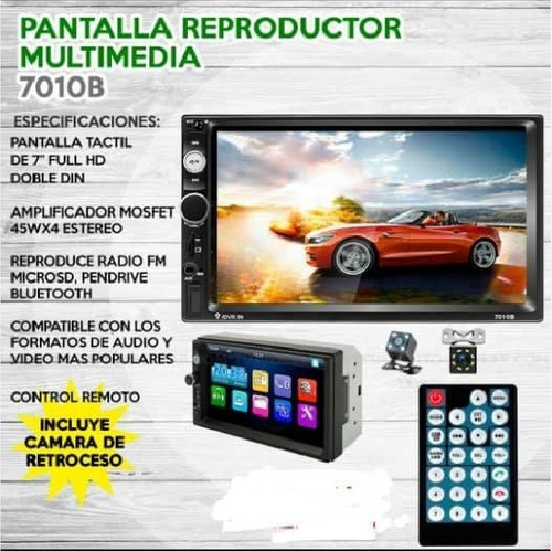 Pantalla Lcd Reproductor Multimedia b Para Auto + Camara