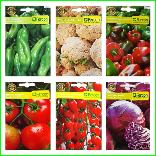 6 Sobres De Semillas Importadas De Pimenton Pepino Tomate