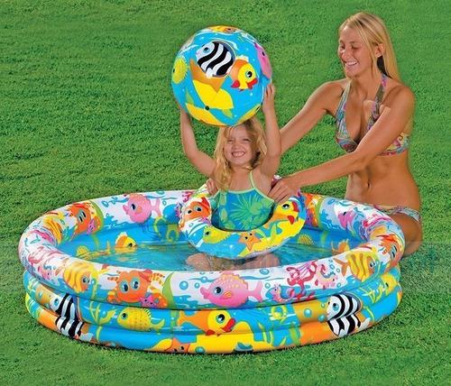Piscinas Inflables Intex 3 Aros Con Pelota Y Flotador
