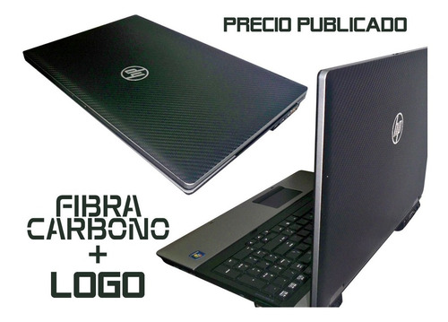 Skin Fibra Carbono Logo Plateado Rotulado Laptops