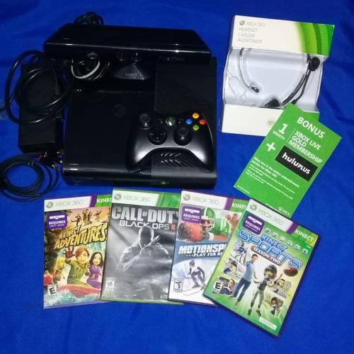 Xbox 360 Poco Uso 4 Juegos, Audífonos, Kinect