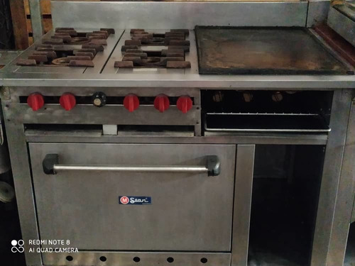 Cocina Acero Inox Marca Stark 4 Hornillas Horno Gratinador