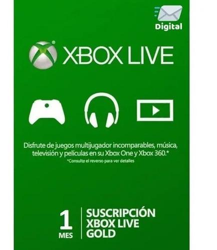 Xbox Live Gold De 1 Mes Usa Código Digital Promoción !!