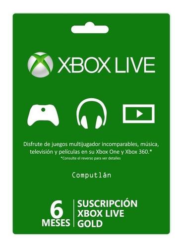 Xbox Live Gold De 6 Meses Usa Código Digital Promoción !!