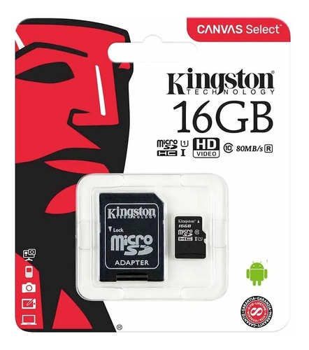 Memoria Micro Sd Kingston 16gb Clase 10 Original 100% Tienda