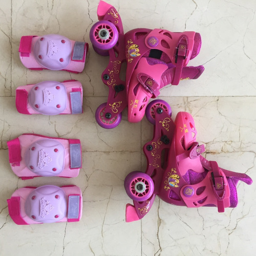 Patines En Linea Disney Princesas Con Rodilleras Y Coderas