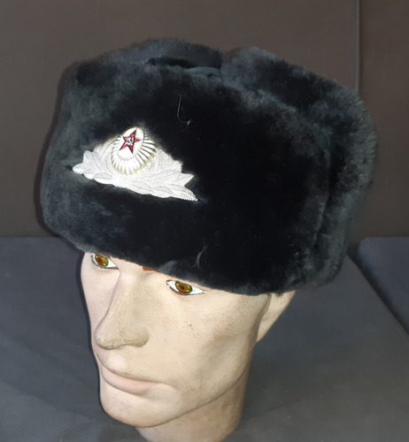 Antiguo Ushanka Soviético De Oficial, Guerra Fría!!