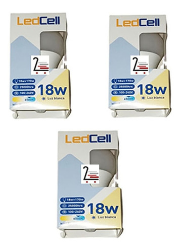 Bombillo Led 18w Ledcell Multivoltaje Pack