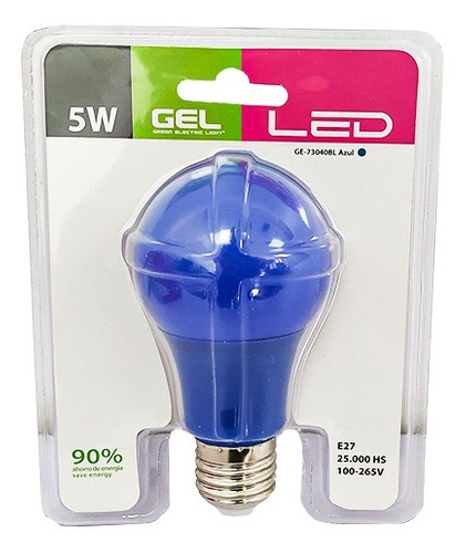 Bombillo Led Azul 5w Rosca E27 Gel