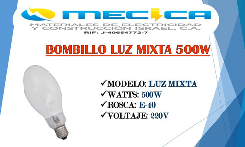 Bombillo Luz Mixta 500w 220v E40 Precio Por 2 Pzas