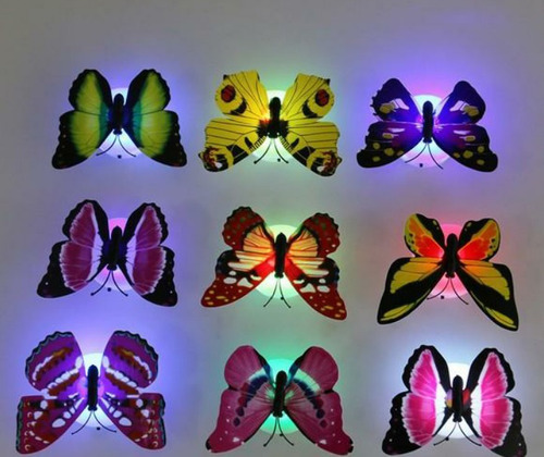 Paquete De 10 Mariposas Con Luces Led