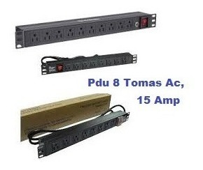 Regleta Pdu 8 Tomas Ac, 15 Amp. Electrica Rackeable.