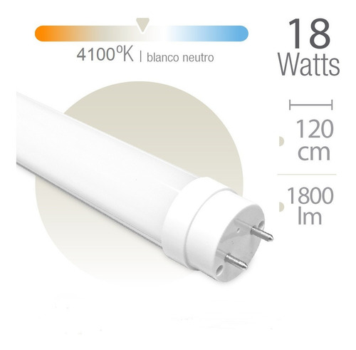 Tubo Led T8 18w 120 Cm v Luz Neutra k Hammer 2 Und