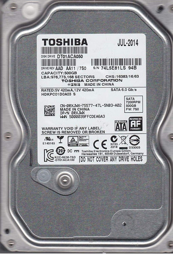 Disco Duro Toshiba 500gb 