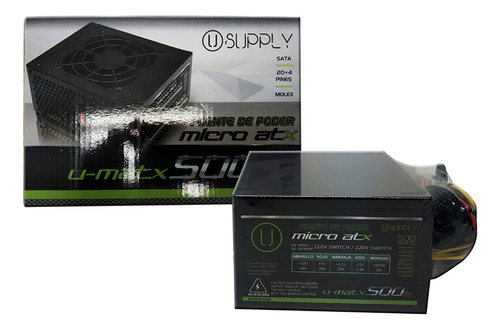 Fuente De Poder U Supply 500w 20+4 Pines Sata Molex Bagc