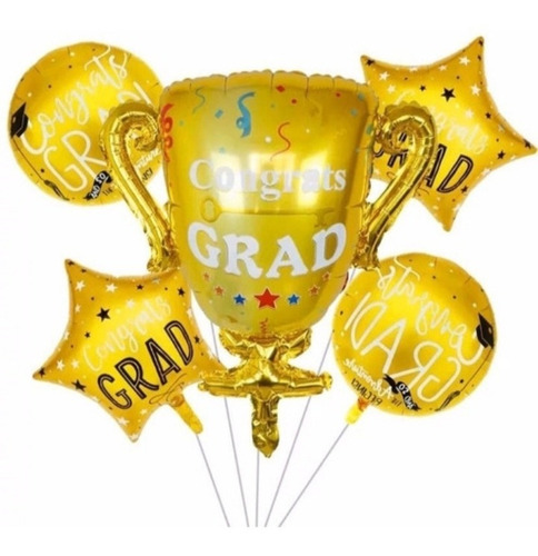 Globos De Graduacion Trofeo Paquete De 5