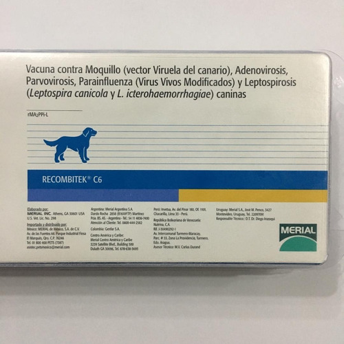 Vacuna Para (perro) Sextuple Lab Merial