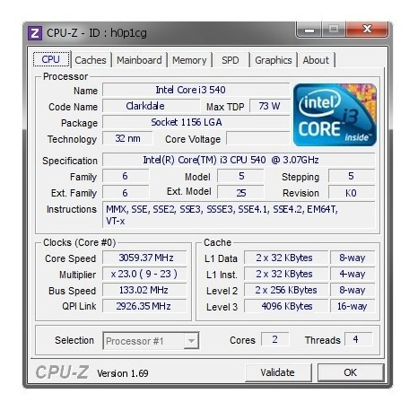 Procesador Intel Core I Mega 3,06 Ghz Socket 