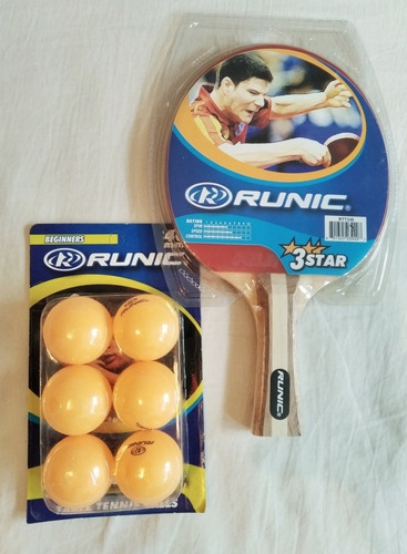 Set Ping Pong Runic, Raqueta Runic + 1 Blíster De 6 Pelotas