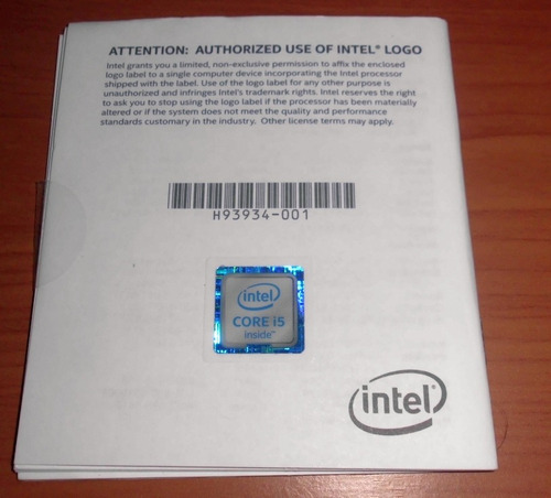 Sticker, Etiqueta, Calcomania Procesador I5 Intel Original