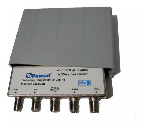 Diseqc Switch 4x1 Conmutador 2.0 3db Fta Proteccion Exterior