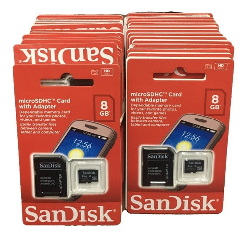 Memoria 8gb Sandisk Clase 4 Sellada Original Caja 50 Unidade