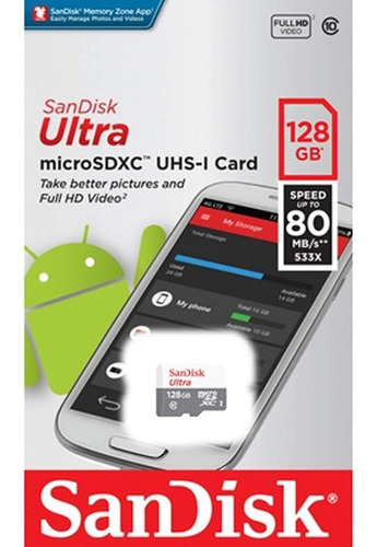 Memoria Micro Sd 128gb Sandisk Ultra 80 Mb
