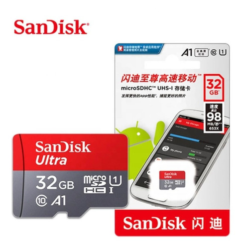 Memoria Micro Sd 32 Gb, Sandisk Clase % Original