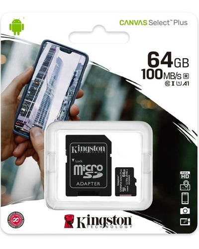 Memoria Micro Sd 64gb Clase 10 Kingston Original Con Adaptad