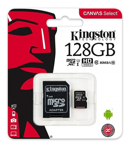 Memoria Micro Sd Hc 128gb Kingston Canvas Original Sellada