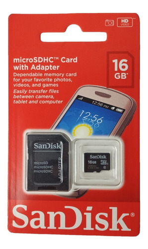 Memoria Micro Sd Hc Sandisk 16gb Clase 4 Original Sellado