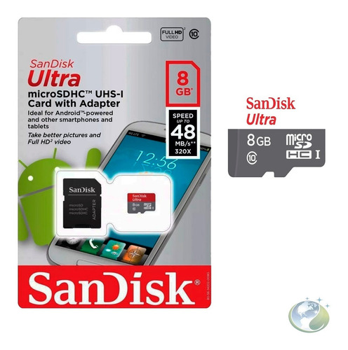 Memoria Micro Sdhc 8gb Sandisk Ultra 48mb/s Inconet