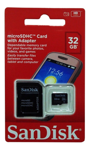 Memoria Micro Sdhc Sandisk 32gb Clase 4 Original Sellado Nue
