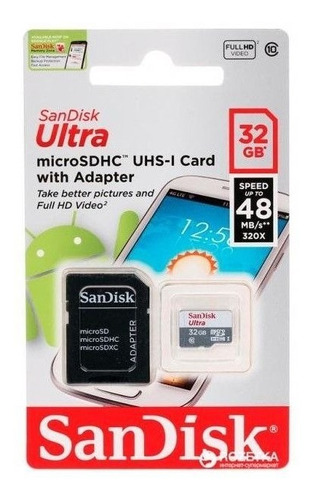 Memoria Microsd Sandisk Ultra 32gb 80 Mb/s Clase 10/w