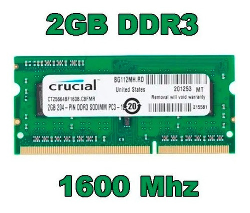 Memoria Ram Ddr3 2gb Para Laptop mhz Crucial Sodimm