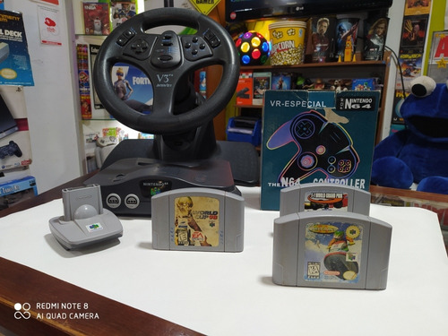Nintendo 64,+volante,pedal,3 Juegos,control +convertidor