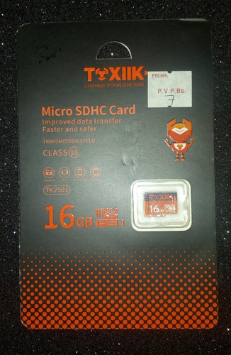 Tarjeta De Memoria Micro Sd 16gb. Toxiik