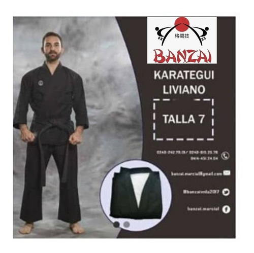 Karategui Banzai Negro - Semi Pesado- Talla 8